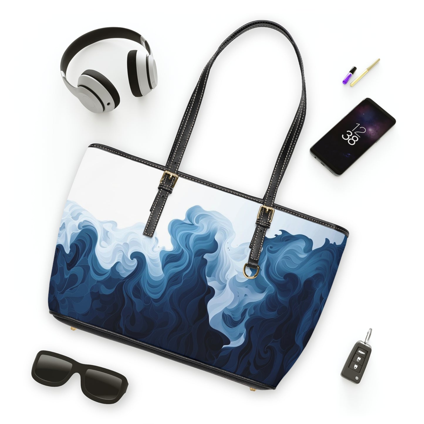 Ethereal Waves Leather Shoulder Bag