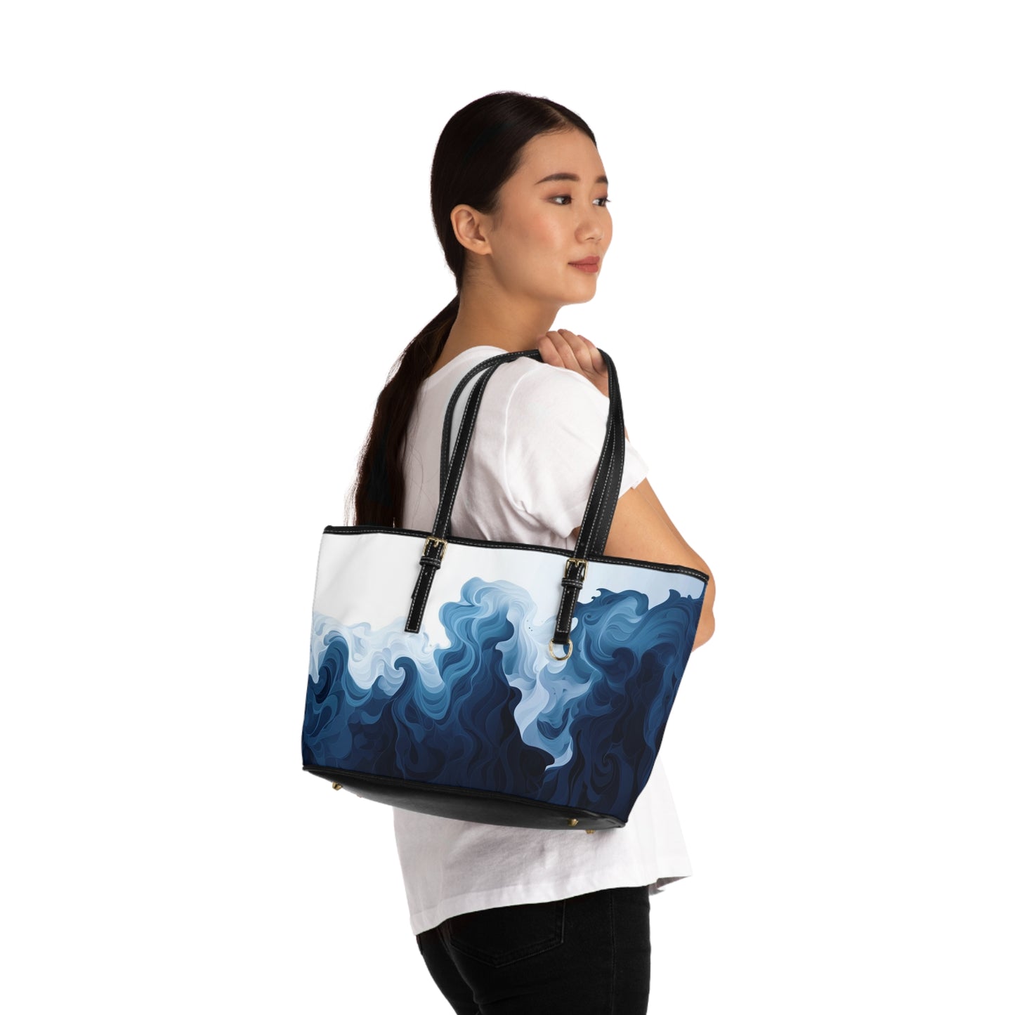 Ethereal Waves Leather Shoulder Bag